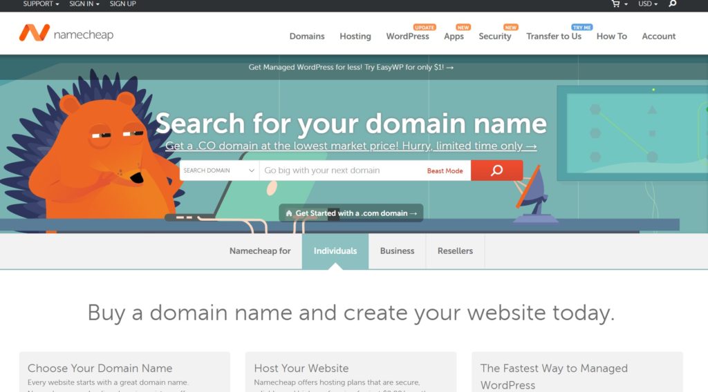 namecheap home page